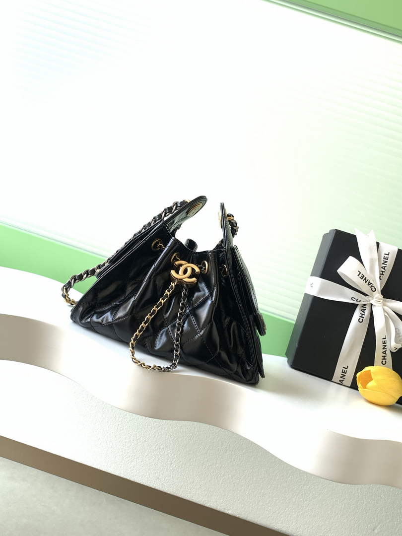 Chanel 25 Mini Handbag AS5631 - Shiny Crumpled Calfskin Silver Gold