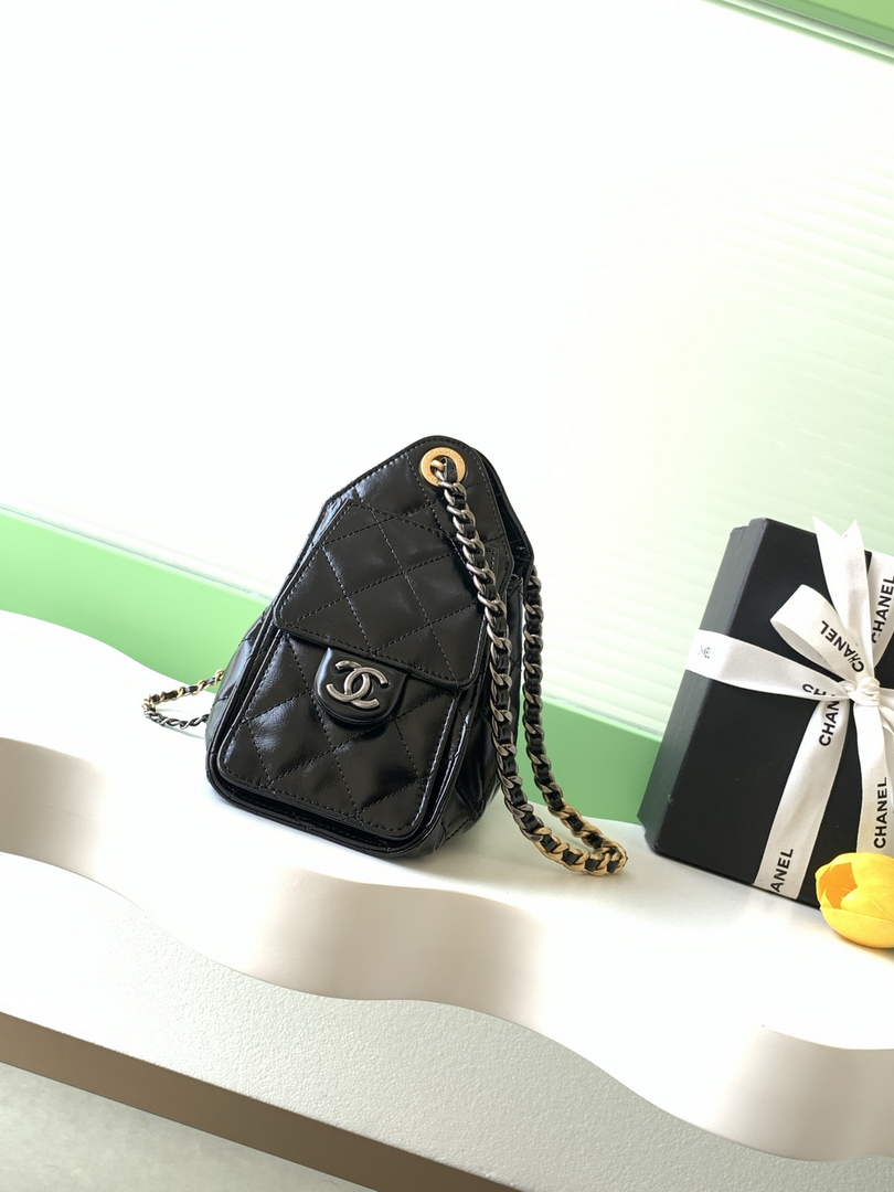 Chanel 25 Mini Handbag AS5631 - Shiny Crumpled Calfskin Silver Gold