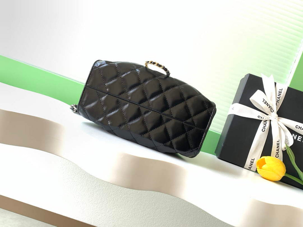 Chanel 25 Mini Handbag AS5631 - Shiny Crumpled Calfskin Silver Gold