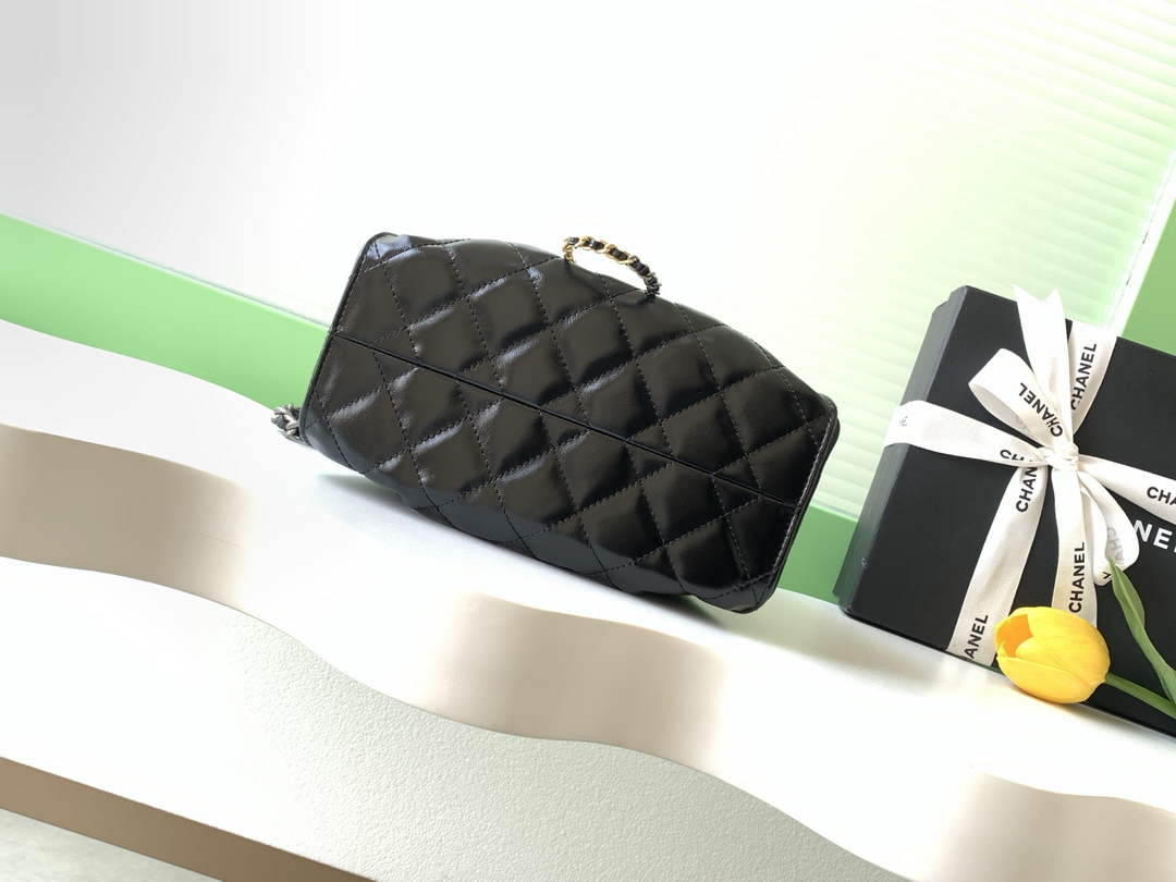 Chanel 25 Mini Handbag AS5631 - Shiny Crumpled Calfskin Silver Gold