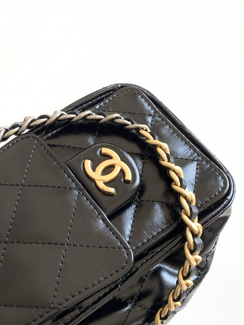 Chanel 25 Mini Handbag AS5631 - Shiny Crumpled Calfskin Silver Gold