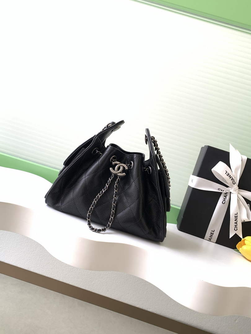 Chanel 25 Mini Handbag AS5631 - Grained Calfskin Black Silver