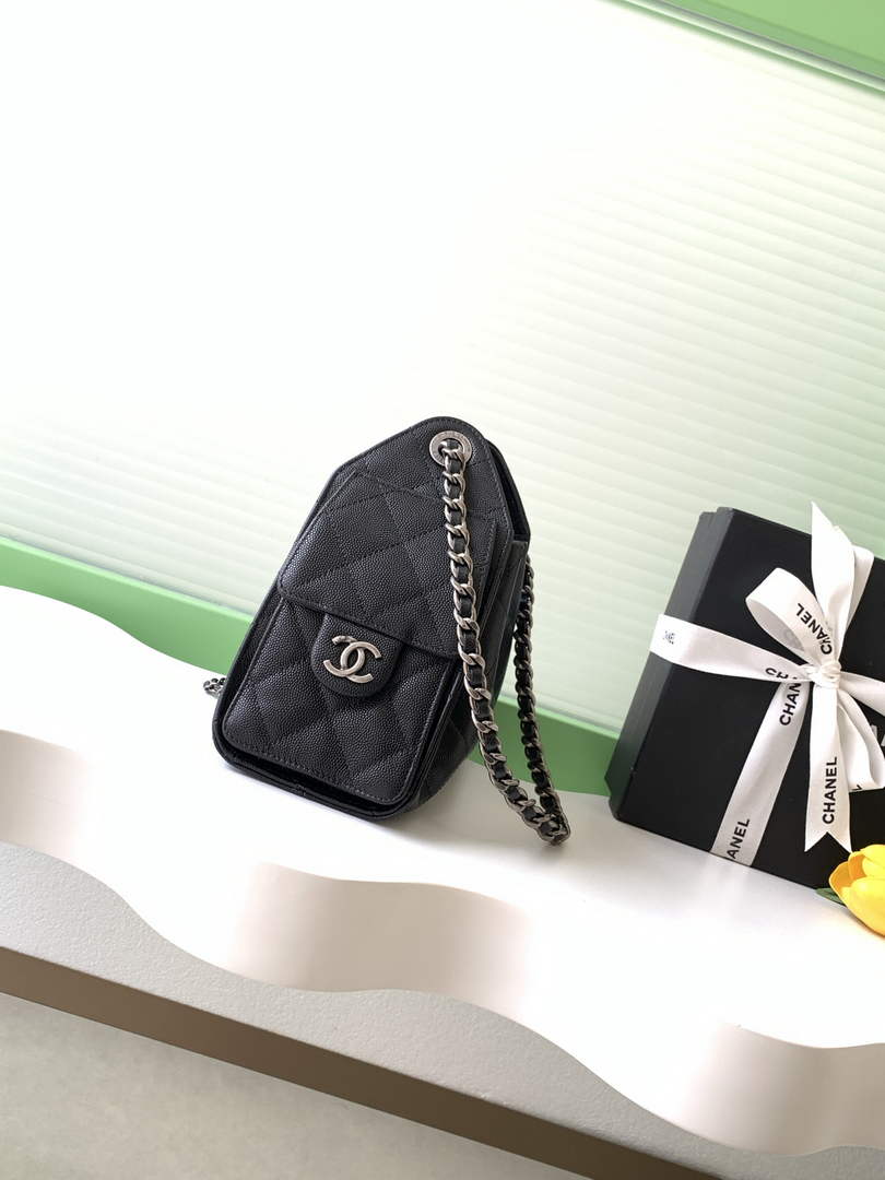 Chanel 25 Mini Handbag AS5631 - Grained Calfskin Black Silver