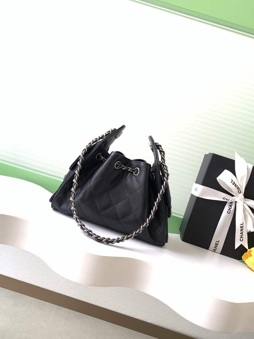 Chanel 25 Mini Handbag AS5631 - Grained Calfskin Black Silver