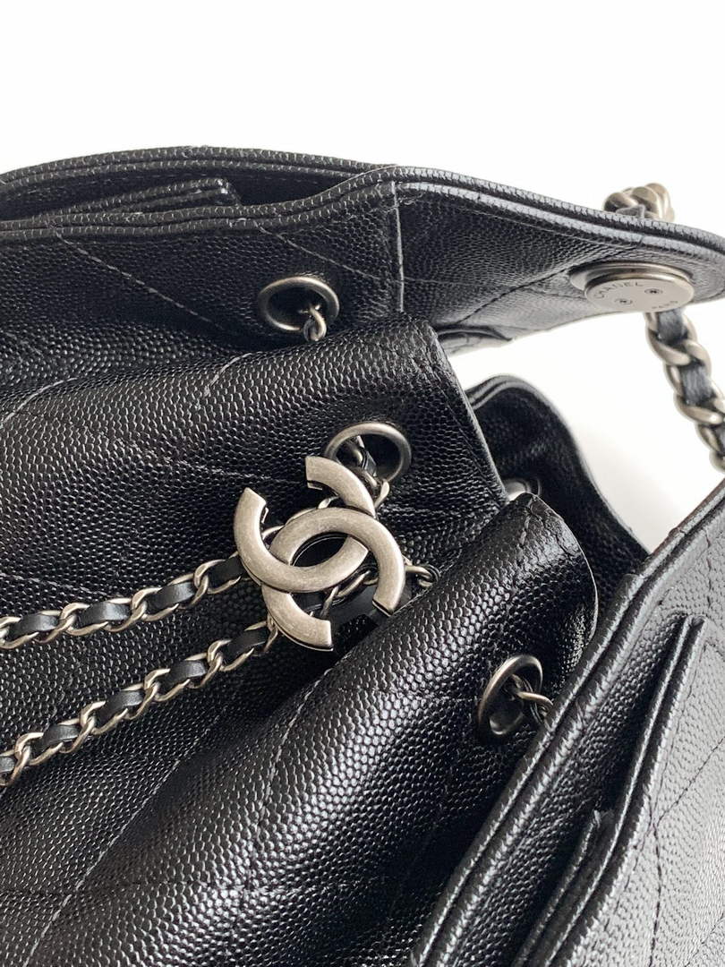 Chanel 25 Mini Handbag AS5631 - Grained Calfskin Black Silver