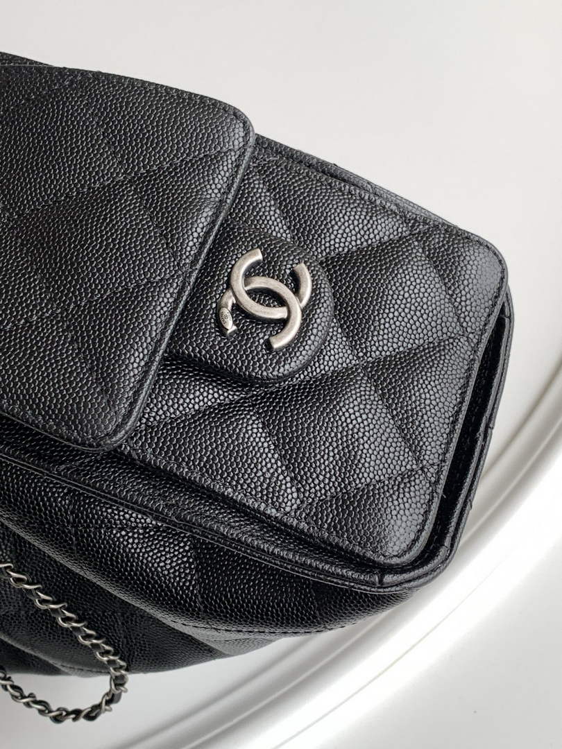 Chanel 25 Mini Handbag AS5631 - Grained Calfskin Black Silver