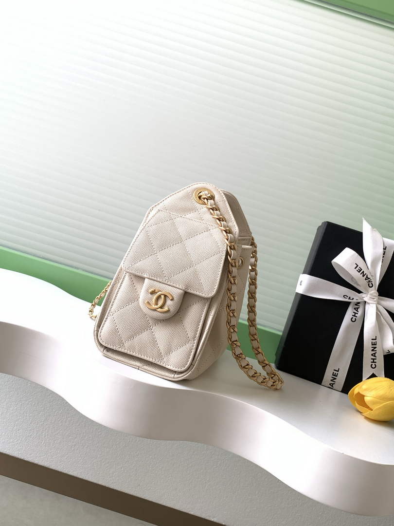 Chanel 25 Mini Handbag AS5631 - Grained Calfskin Dark Beige