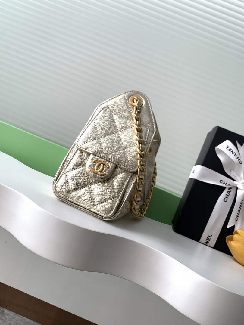 Chanel 25 Mini Handbag AS5631 - Metallic Grained Calfskin Gold