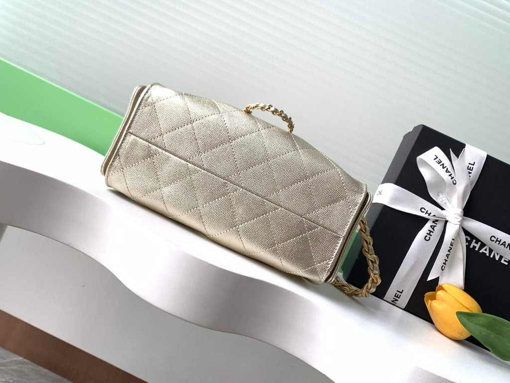 Chanel 25 Mini Handbag AS5631 - Metallic Grained Calfskin Gold