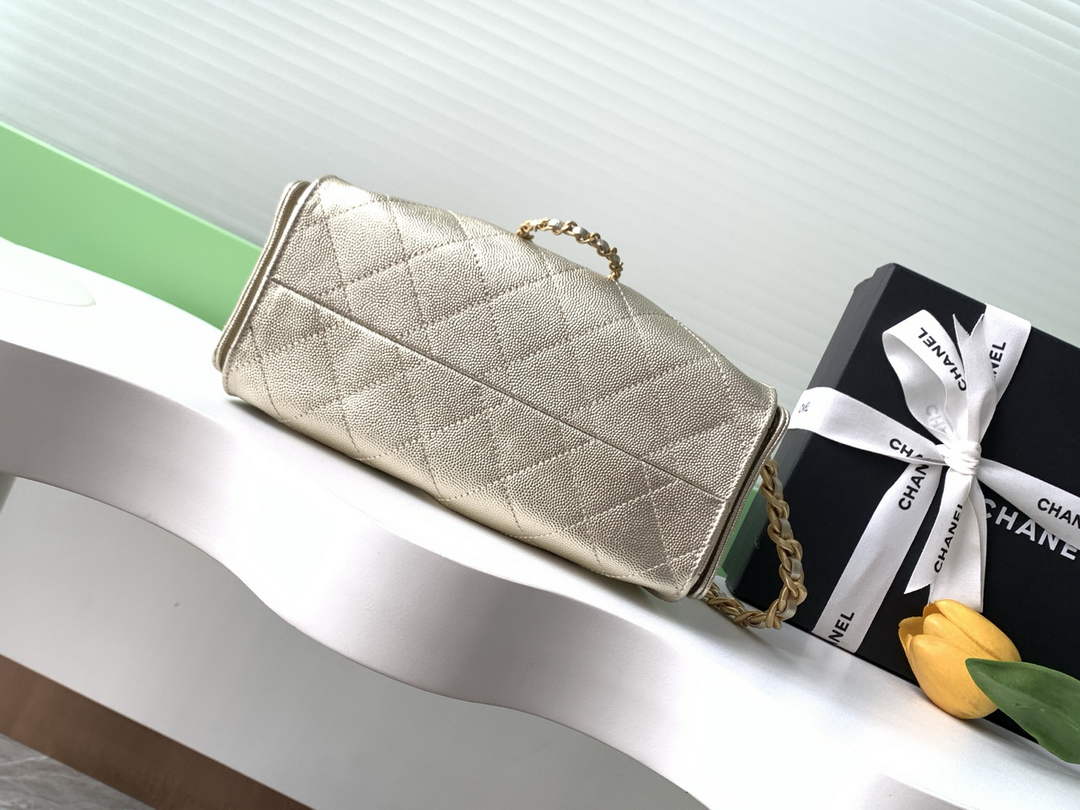 Chanel 25 Mini Handbag AS5631 - Metallic Grained Calfskin Gold