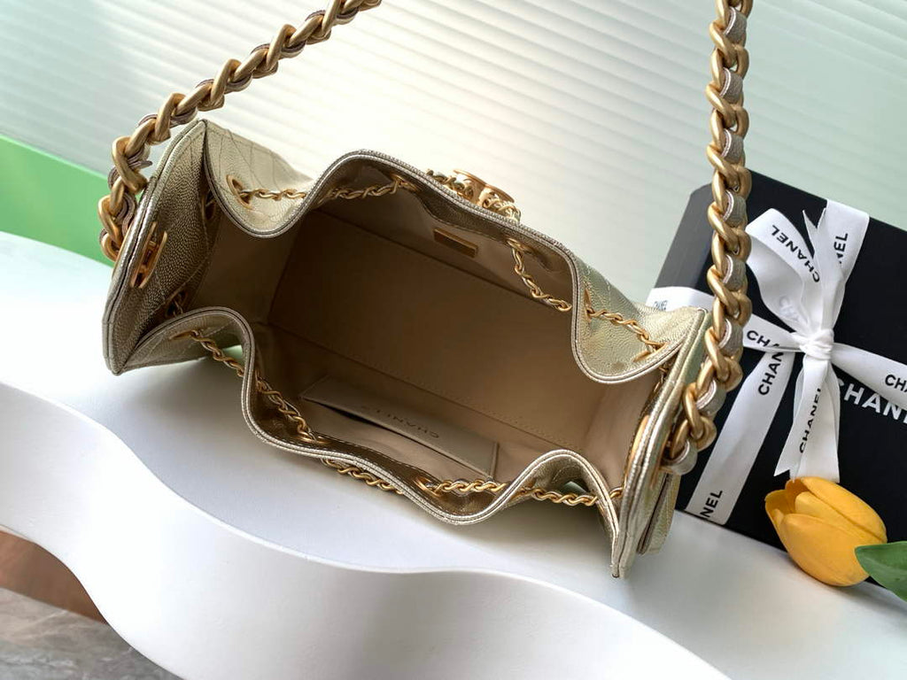 Chanel 25 Mini Handbag AS5631 - Metallic Grained Calfskin Gold
