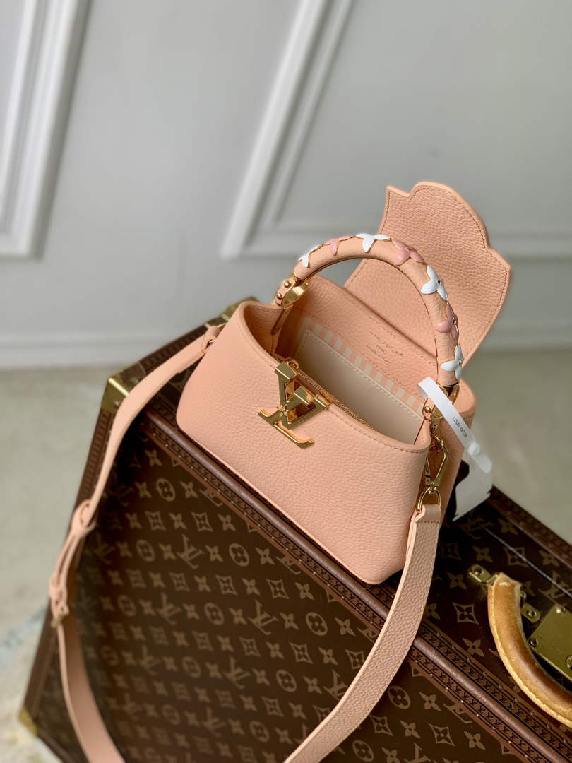 Louis Vuitton Capucines Mini Bag, M14976 In Pink Taurillon Leather