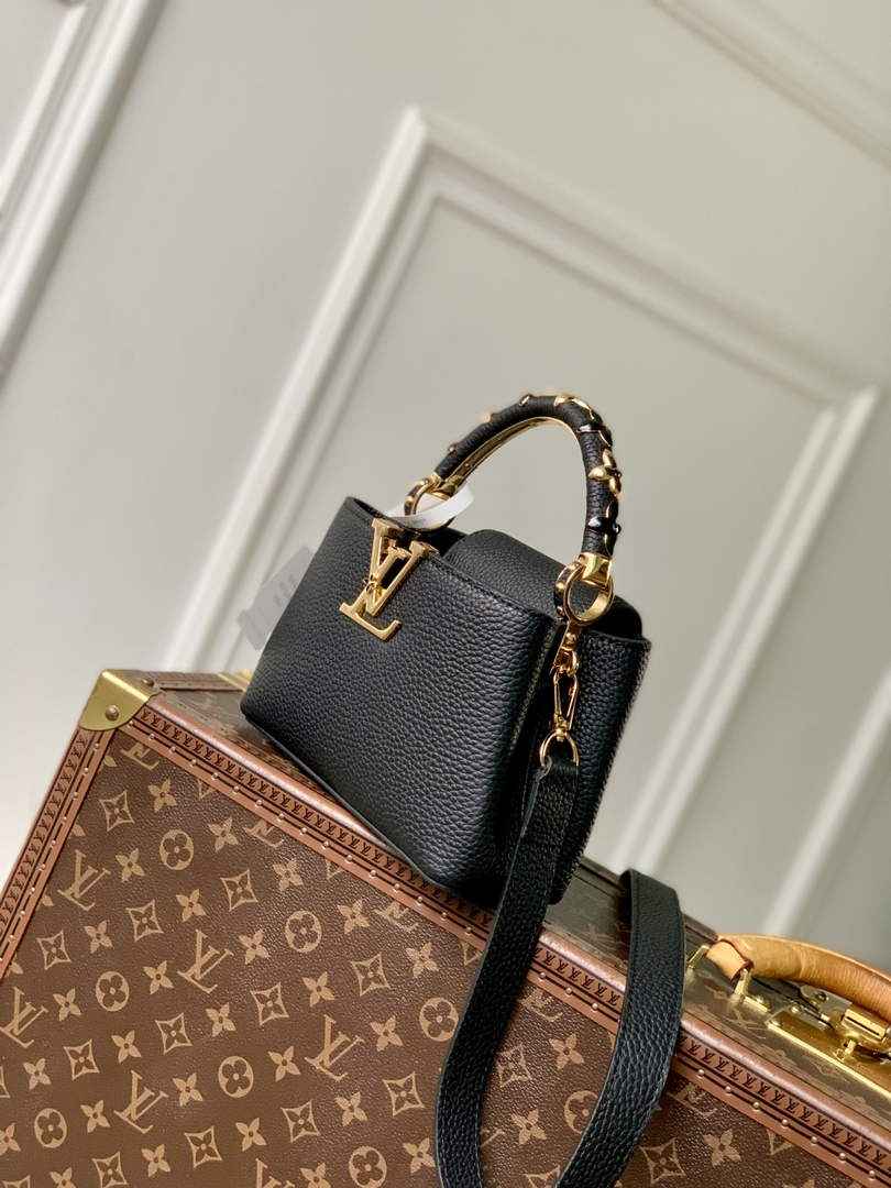 Louis Vuitton Capucines Mini Bag, M14976 In Black Taurillon Leather