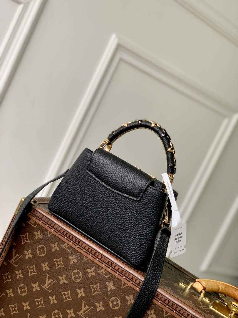 Louis Vuitton Capucines Mini Bag, M14976 In Black Taurillon Leather