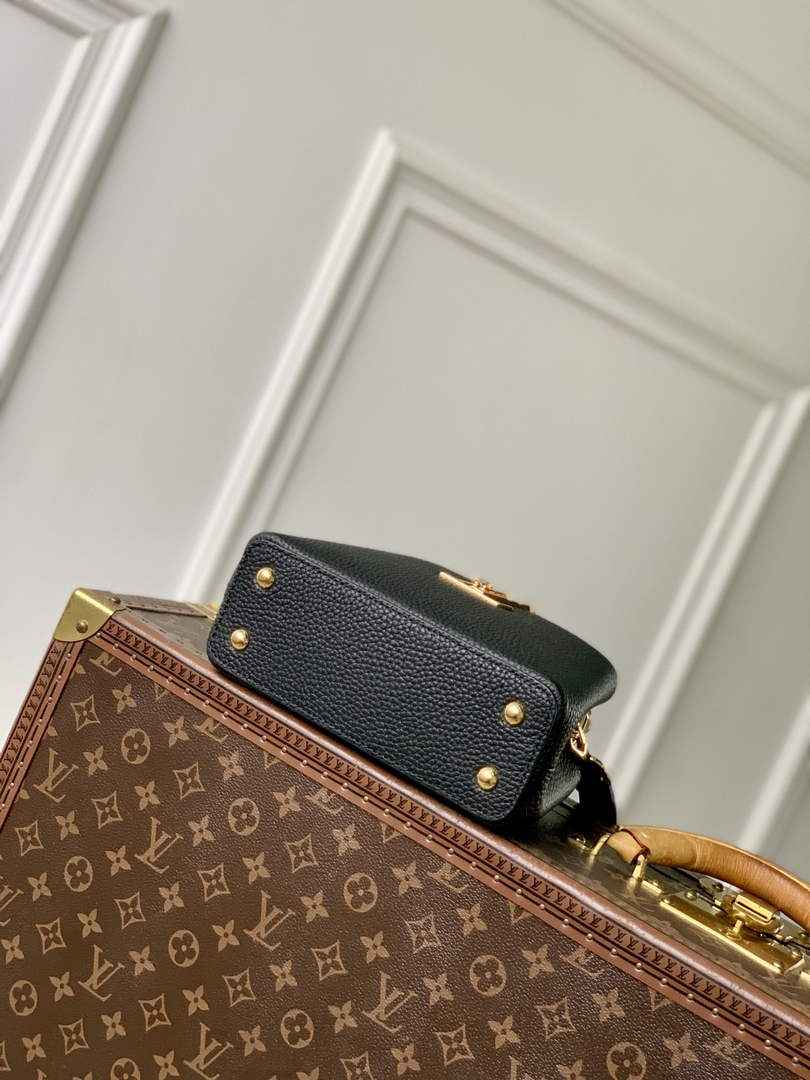 Louis Vuitton Capucines Mini Bag, M14976 In Black Taurillon Leather