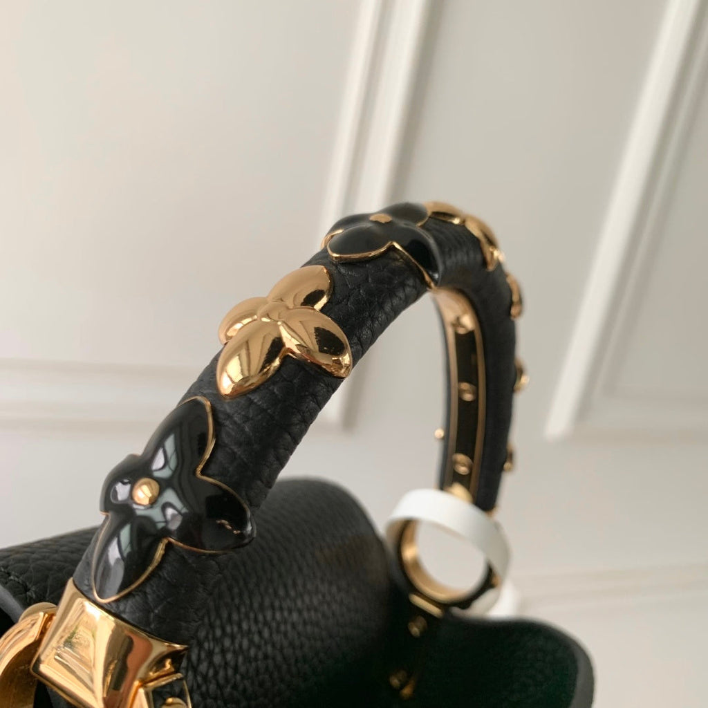 Louis Vuitton Capucines Mini Bag, M14976 In Black Taurillon Leather
