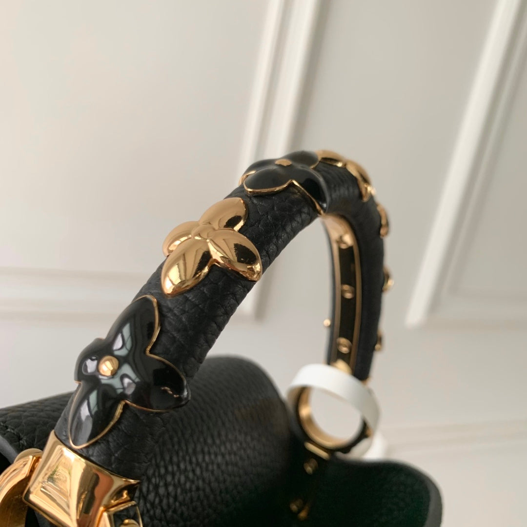 Louis Vuitton Capucines Mini Bag, M14976 In Black Taurillon Leather
