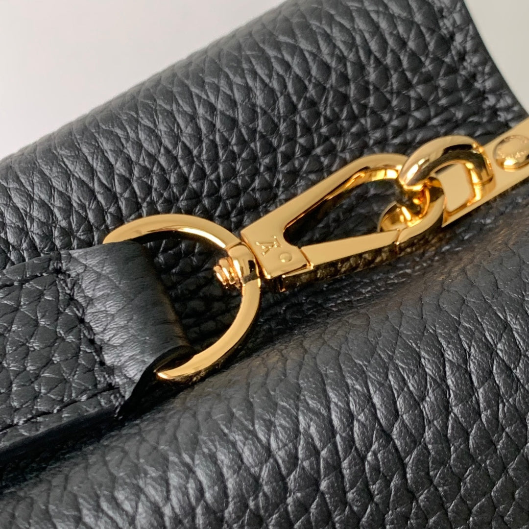Louis Vuitton Capucines Mini Bag, M14976 In Black Taurillon Leather