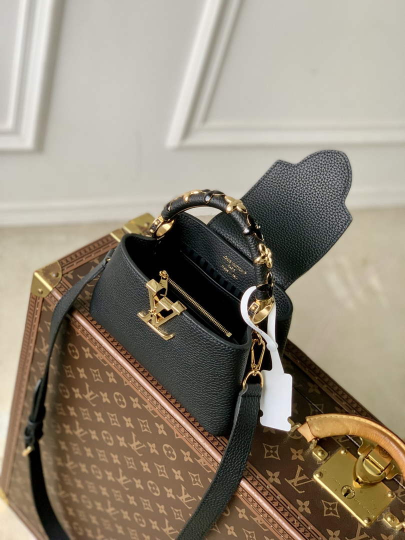 Louis Vuitton Capucines Mini Bag, M14976 In Black Taurillon Leather