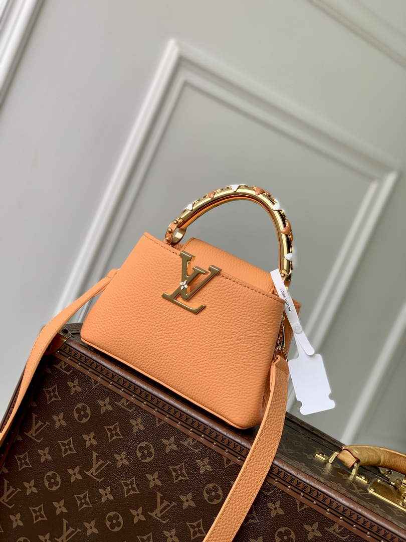 Louis Vuitton Capucines Mini Bag, M14396 In Apricot Taurillon Leather