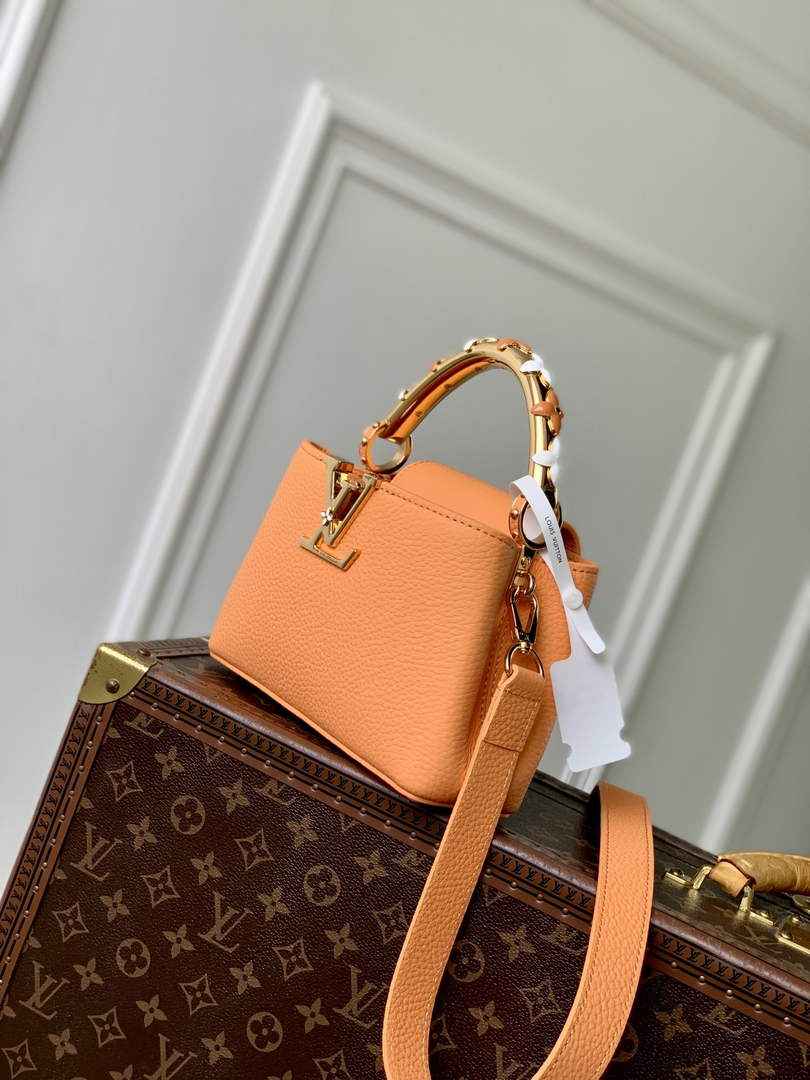 Louis Vuitton Capucines Mini Bag, M14396 In Apricot Taurillon Leather