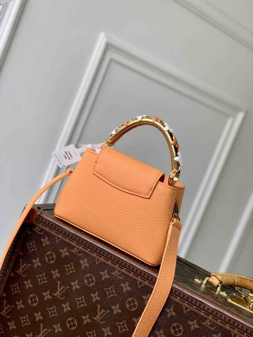 Louis Vuitton Capucines Mini Bag, M14396 In Apricot Taurillon Leather