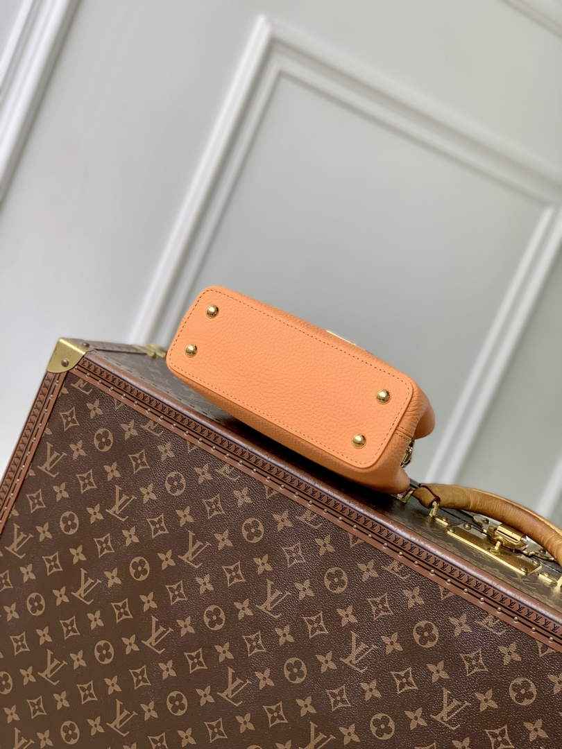 Louis Vuitton Capucines Mini Bag, M14396 In Apricot Taurillon Leather