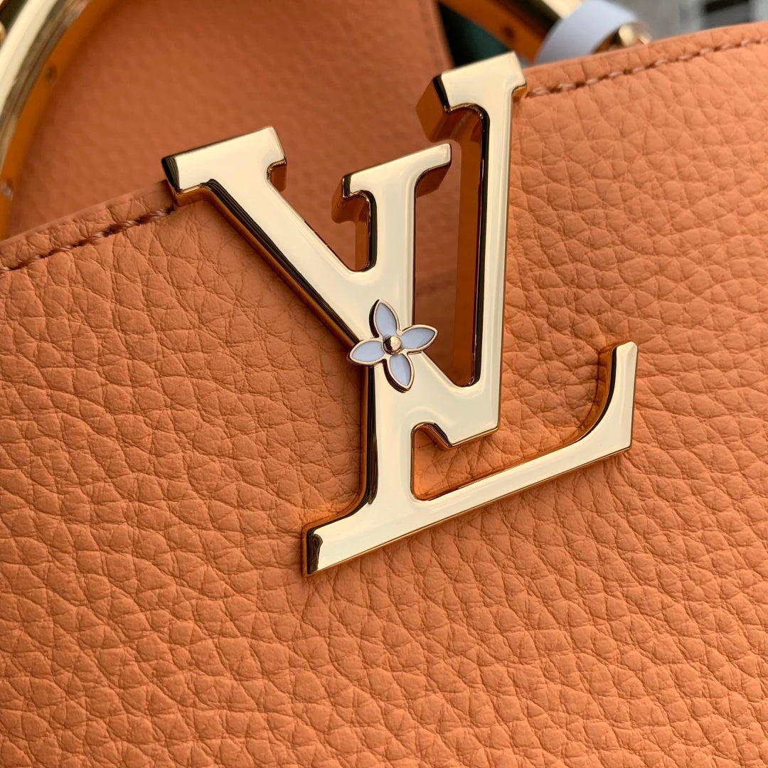 Louis Vuitton Capucines Mini Bag, M14396 In Apricot Taurillon Leather