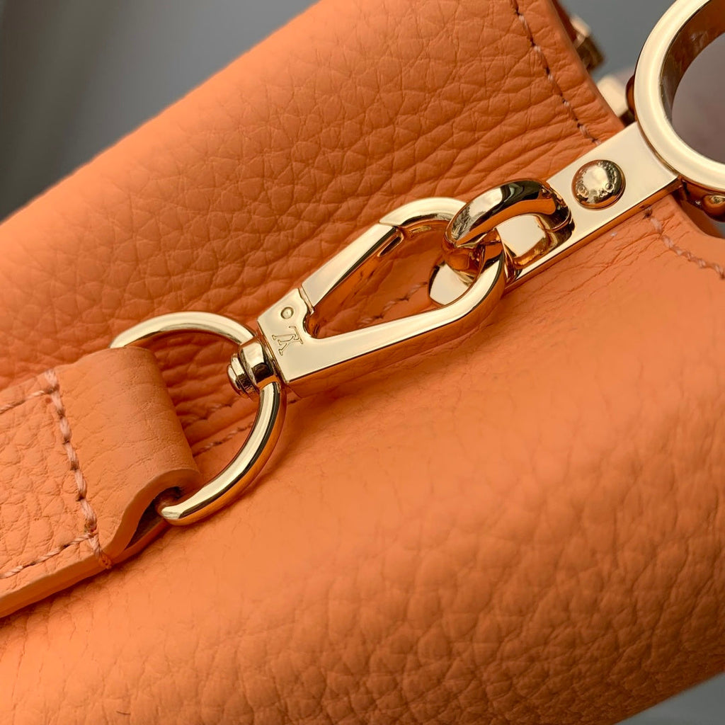Louis Vuitton Capucines Mini Bag, M14396 In Apricot Taurillon Leather