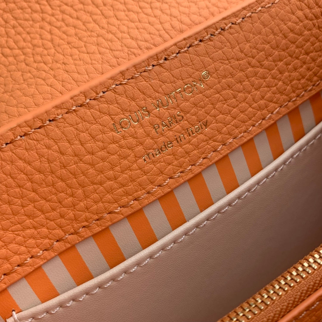 Louis Vuitton Capucines Mini Bag, M14396 In Apricot Taurillon Leather