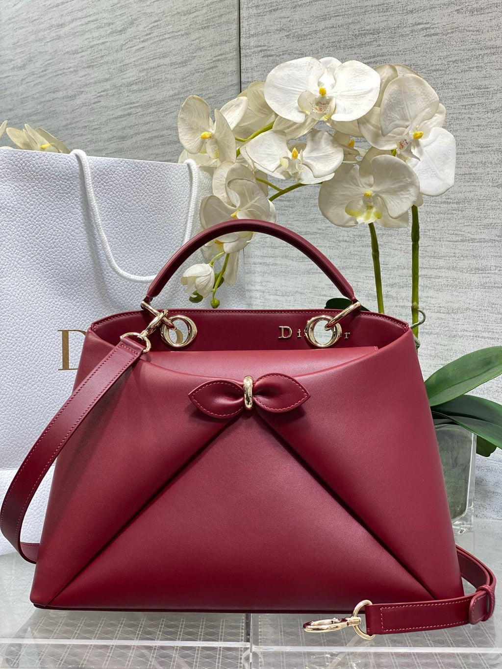Dior Cigale Large Red Smooth Calfskin Top Handle Bag M0738 - Default Title - View 1