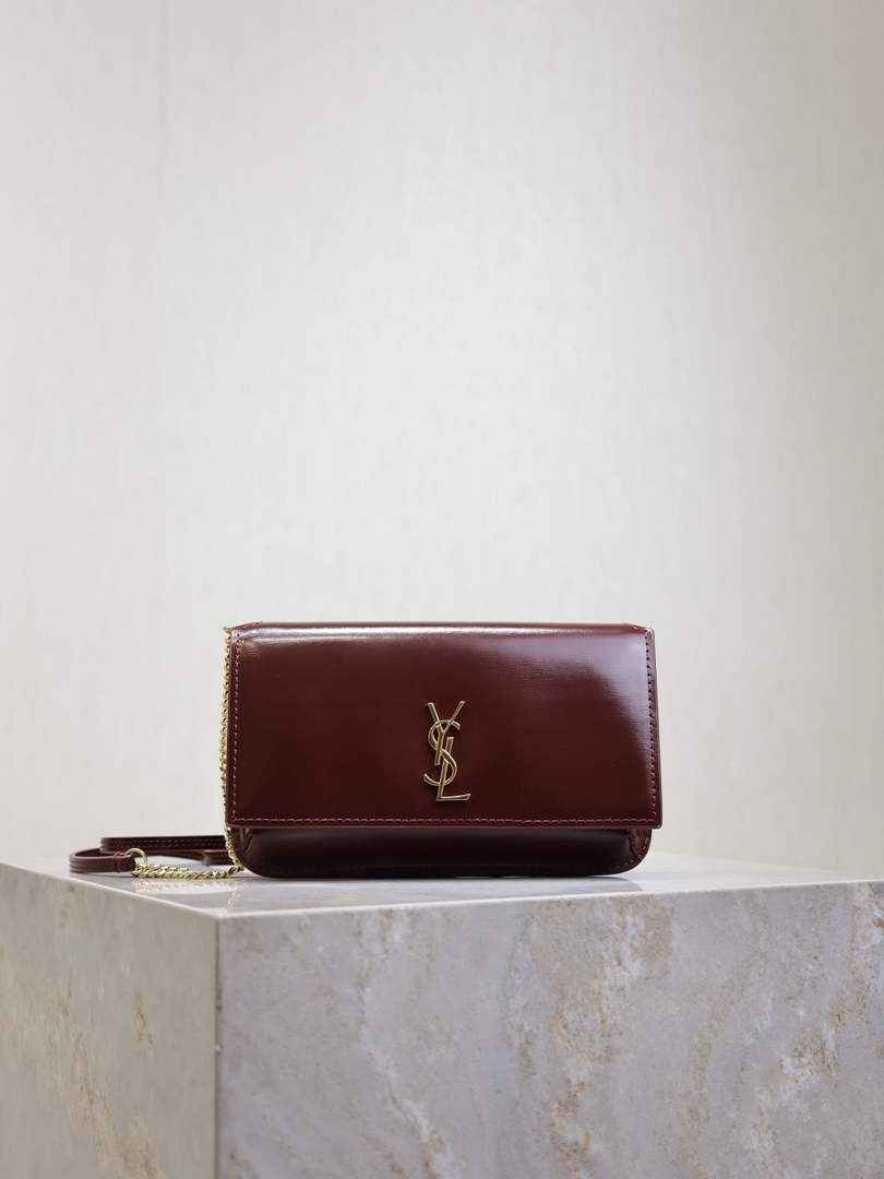 YSL CASSANDRE phone holder 820175 in smooth leather red
