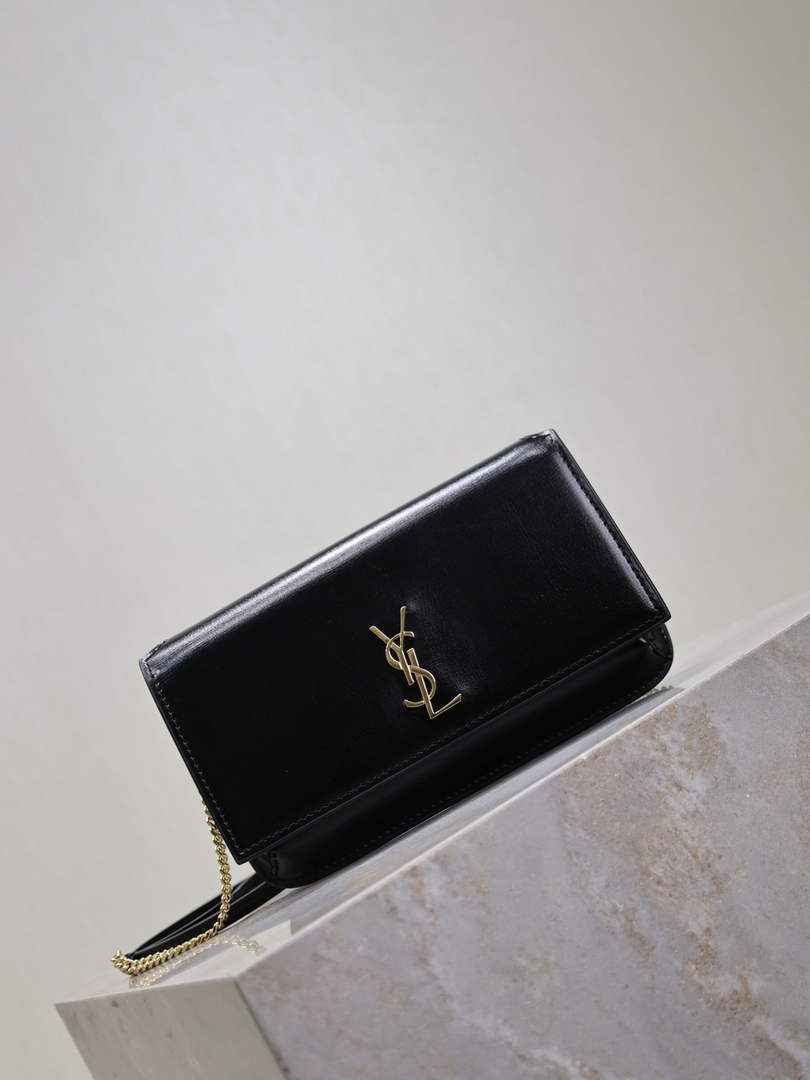 YSL CASSANDRE phone holder 820175 in smooth leather black