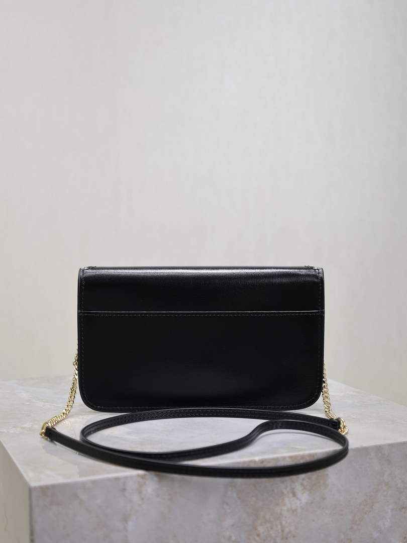 YSL CASSANDRE phone holder 820175 in smooth leather black