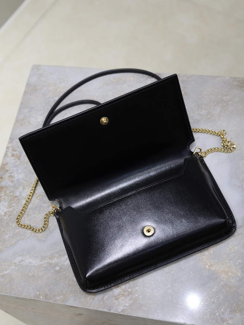 YSL CASSANDRE phone holder 820175 in smooth leather black