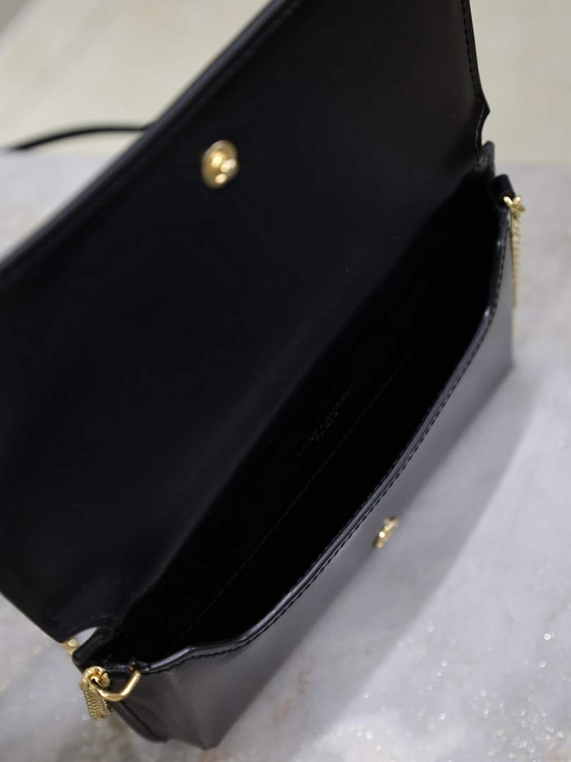 YSL CASSANDRE phone holder 820175 in smooth leather black