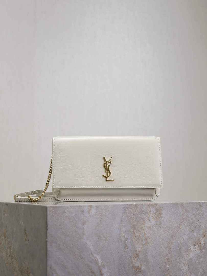 YSL CASSANDRE phone holder 820175 in smooth leather white