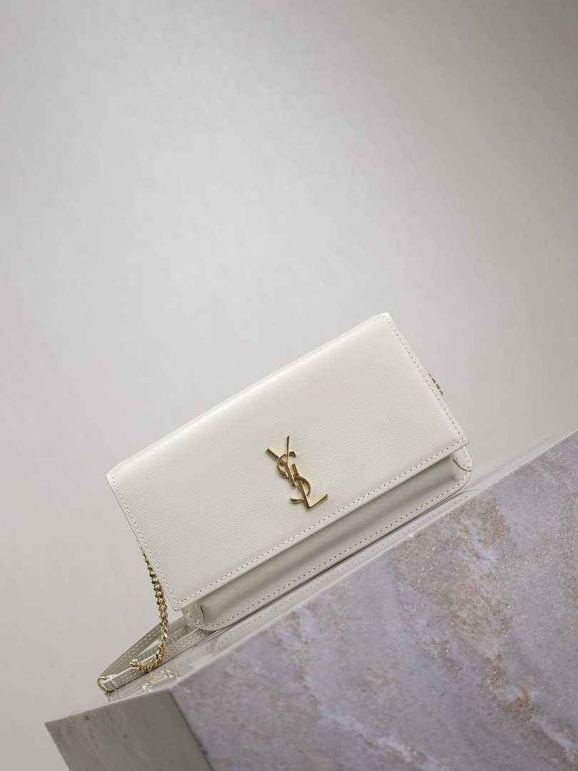 YSL CASSANDRE phone holder 820175 in smooth leather white
