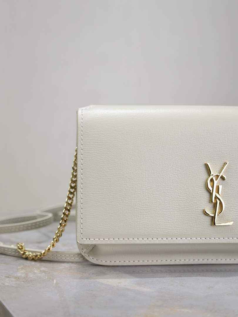 YSL CASSANDRE phone holder 820175 in smooth leather white
