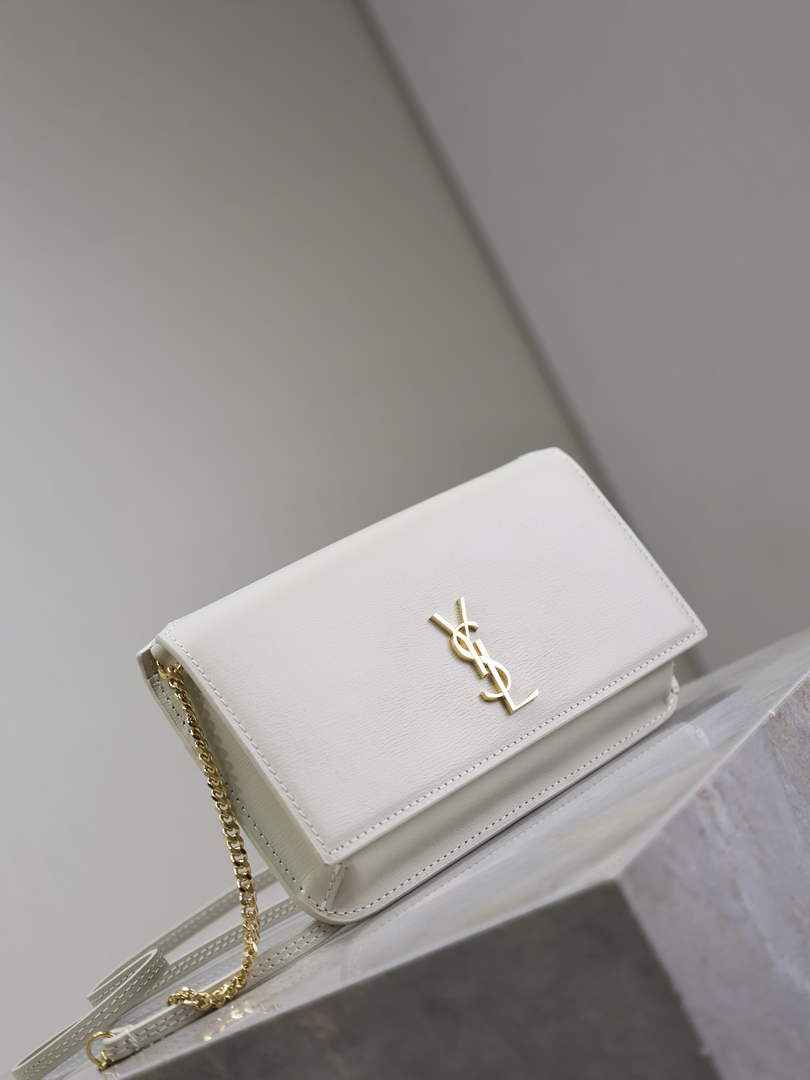 YSL CASSANDRE phone holder 820175 in smooth leather white