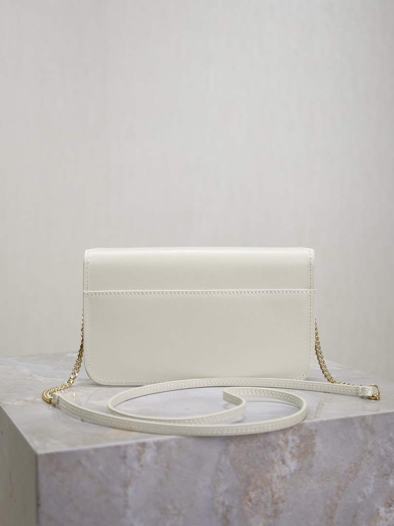 YSL CASSANDRE phone holder 820175 in smooth leather white