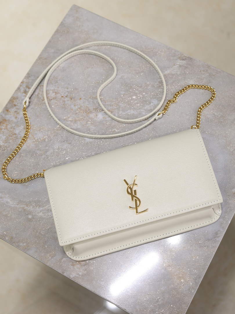 YSL CASSANDRE phone holder 820175 in smooth leather white