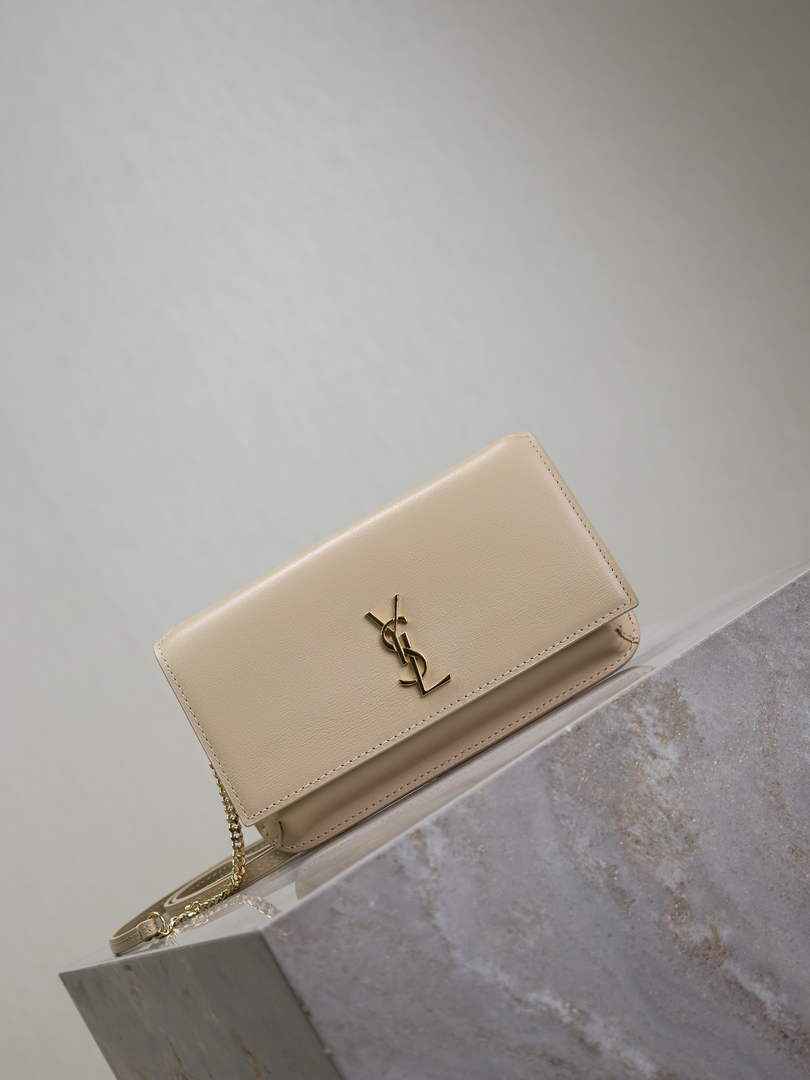YSL CASSANDRE phone holder 820175 in smooth leather apricot