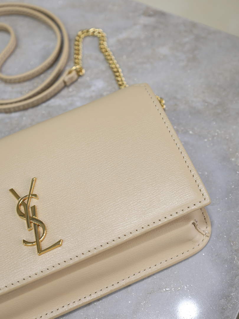 YSL CASSANDRE phone holder 820175 in smooth leather apricot