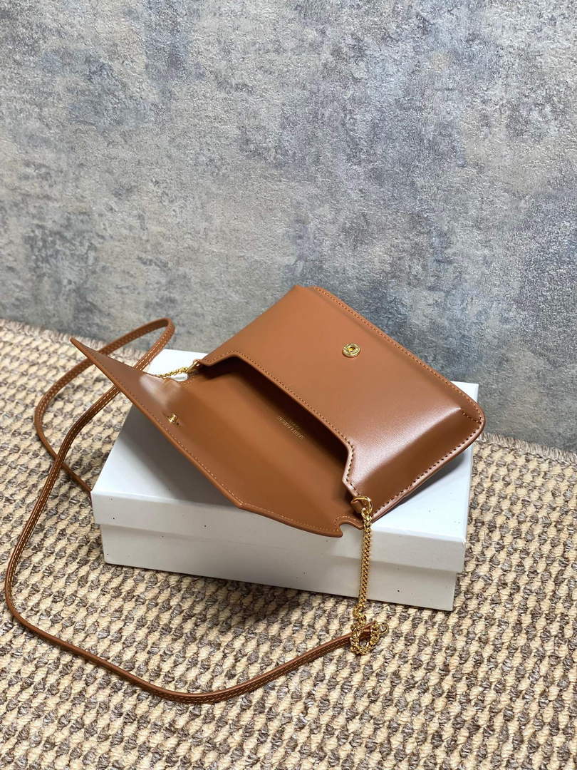 YSL CASSANDRE phone holder 820175 in smooth leather brown