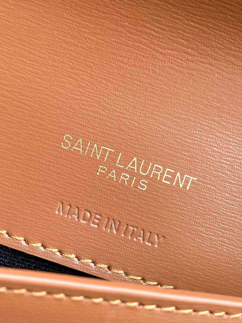 YSL CASSANDRE phone holder 820175 in smooth leather brown