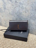 YSL CASSANDRE phone holder 820175 in smooth leather coffee