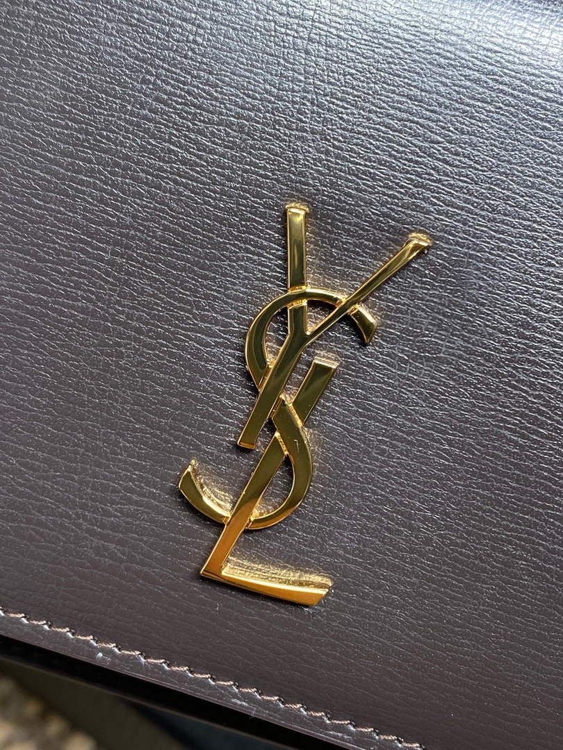 YSL CASSANDRE phone holder 820175 in smooth leather coffee