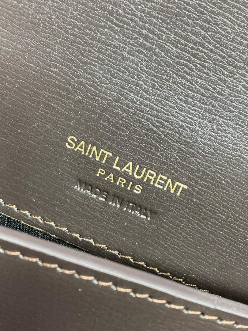 YSL CASSANDRE phone holder 820175 in smooth leather coffee
